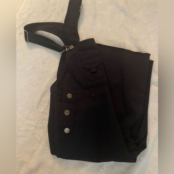 Small Joy Land black 4-pocket double front pocket overalls jumpsuit shorteralls - Picture 4 of 15